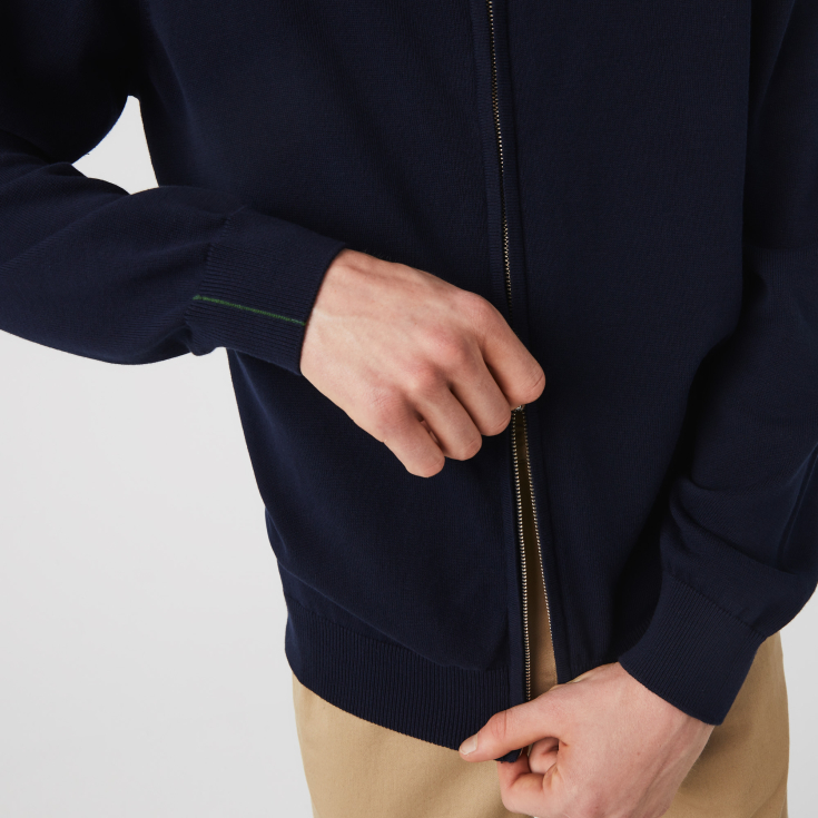 Мужской свитер Lacoste на молнии из органического хлопка с воротником-стойкой